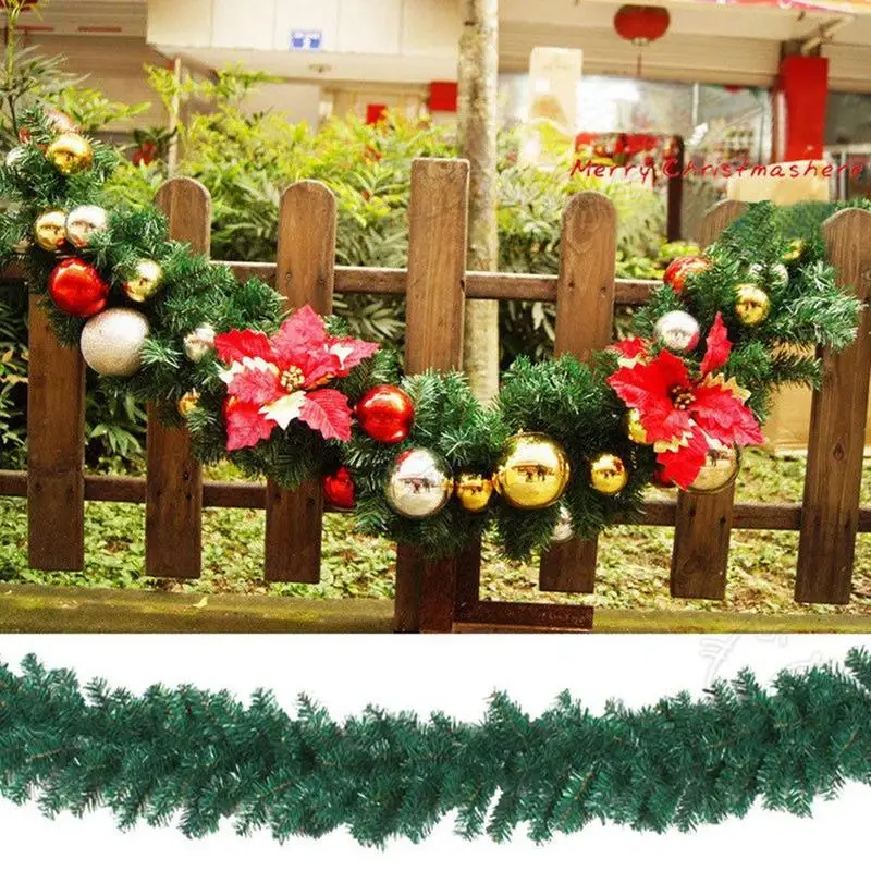 New 2.7m Green Christmas Garland Wreath Xmas Home Party Decoration Pine Tree Rattan Hanging Ornaments | Дом и сад