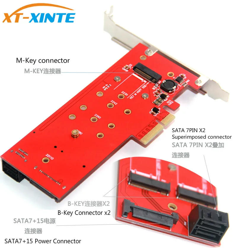3 интерфейса s M.2 NVMe SSD NGFF для PCIE X16 Riser Card M Key B Ключ интерфейсная карта поддержка PCI