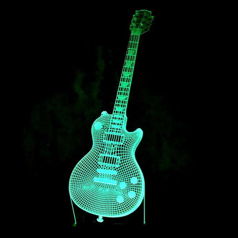 Newest 3D Guitar LED Visual Colorful Usb Press Switch Table Lamp Baby Sleeping Night Light Creative Fashion Music Electric | Лампы и
