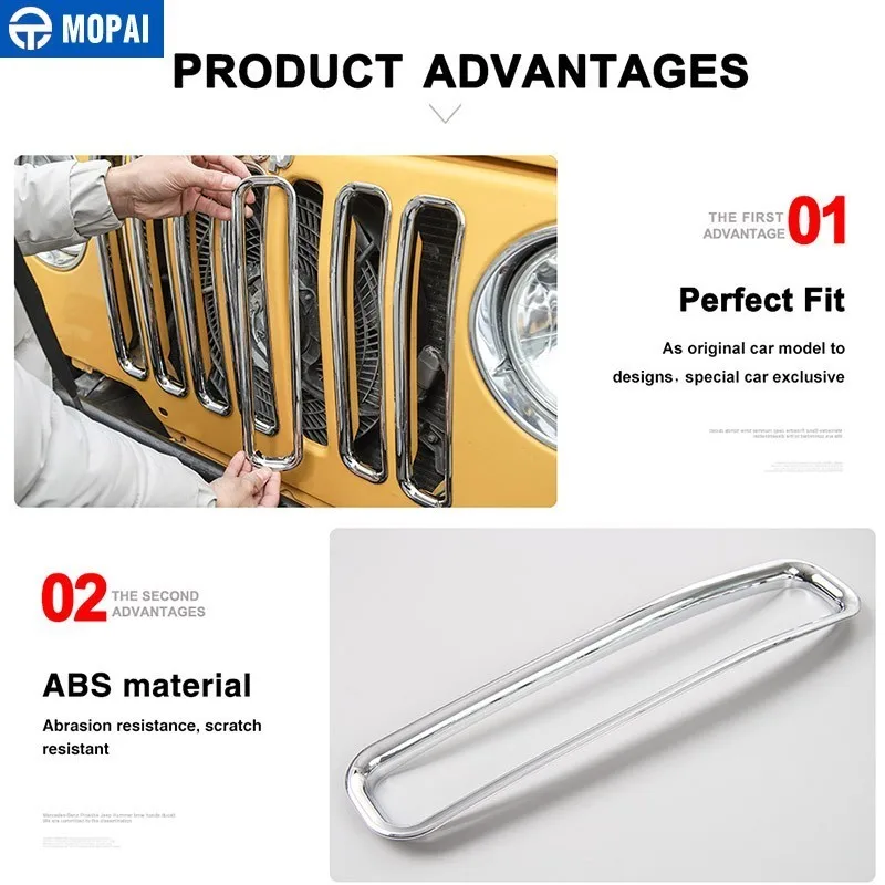 MOPAI гоночные грили для Jeep Wrangler 1997 2006 Автомобильная передняя фара решетка