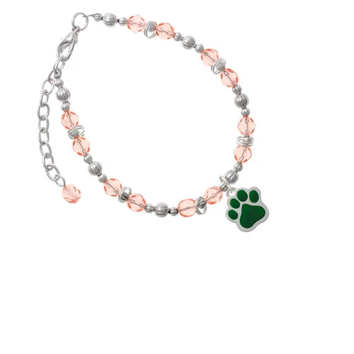 Браслет Silvertone Big Green Paw украшенный розовым бисером| |