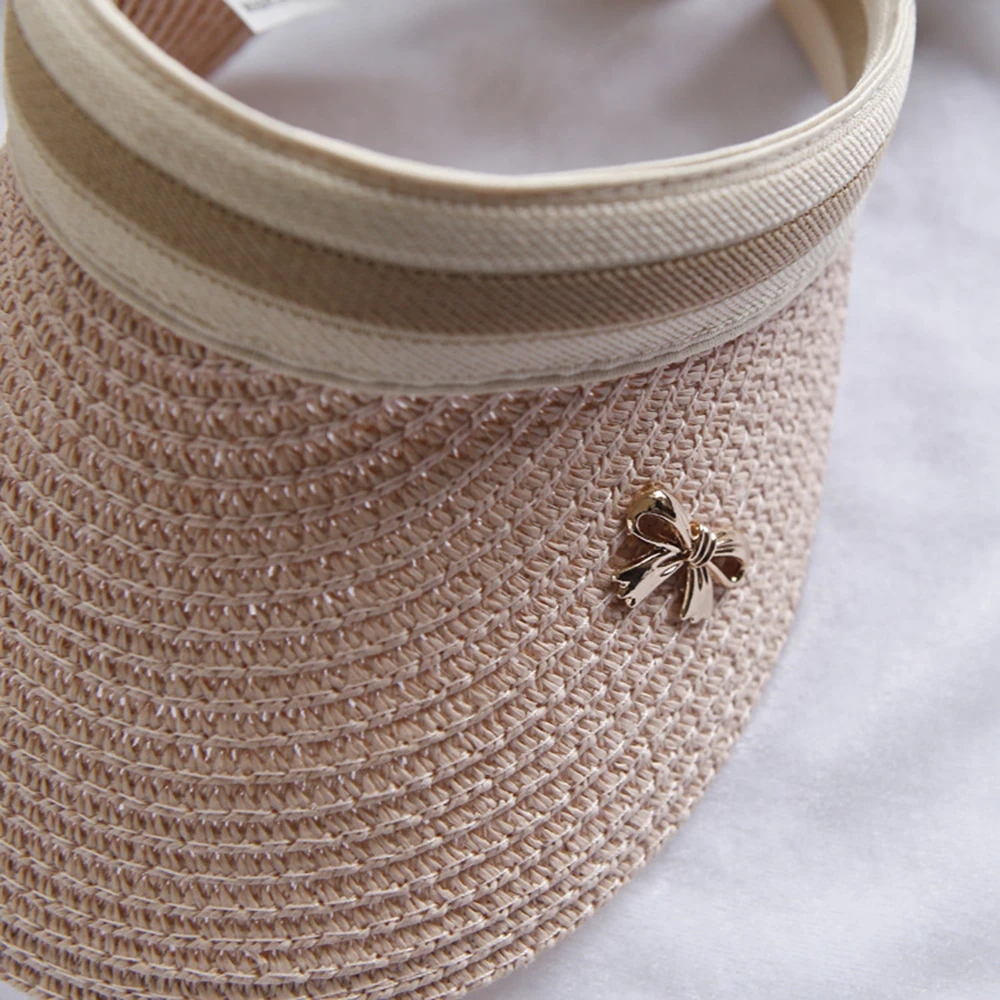 

Sun Hats Hand Made DIY Straw Bowknot Visor Caps Parent-Child Summer Cap Woman Kids Casual Shade Hat Empty Top Hat Beach Bow 2019