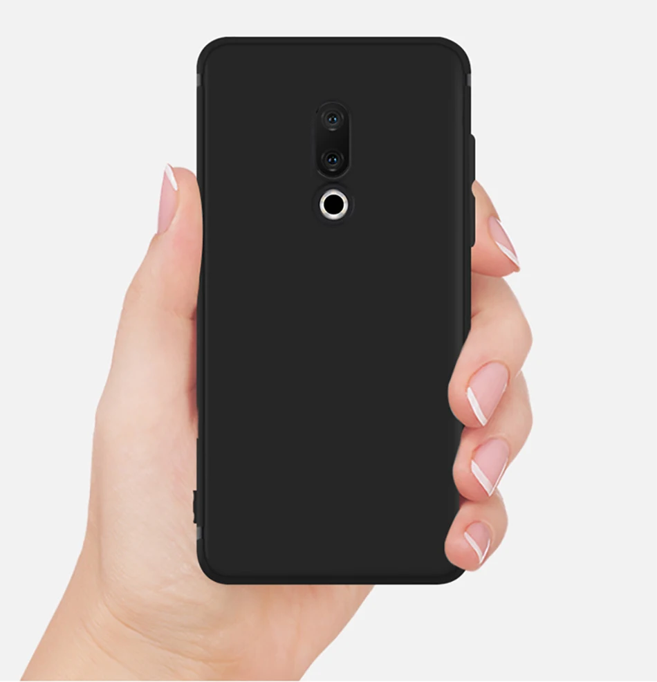 Чехол-накладка для Meizu 15 / Plus Lite M15 ТПУ мягкий черный матовый противоударный |