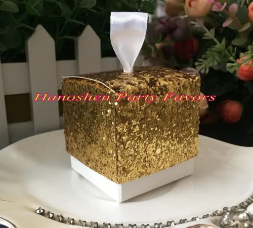 (100 шт./лот) блестящая и Блестящая Серебристая Подарочная коробка для свадебных