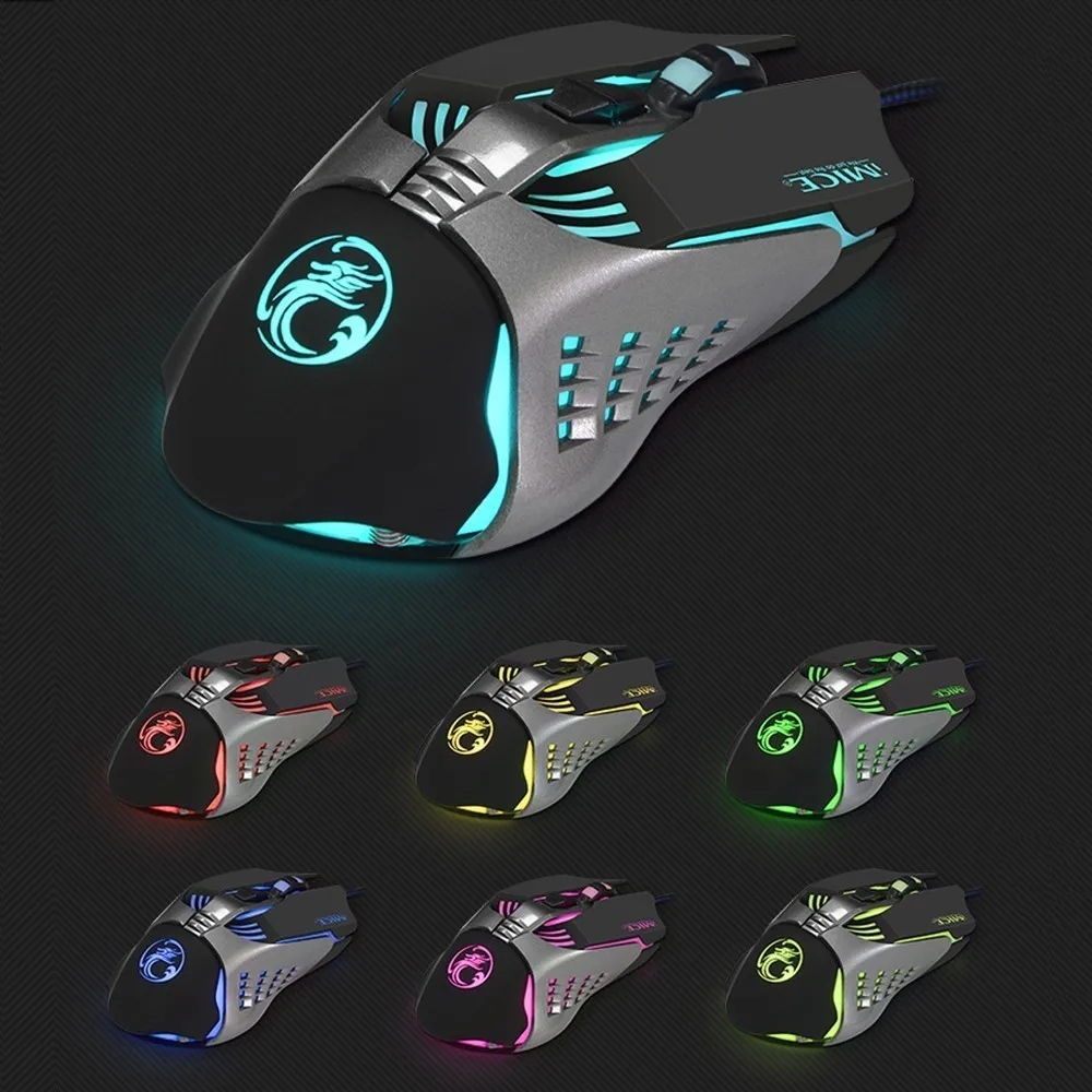 IMICE V5 профессиональная Проводная игровая мышь цветная светодиодная эргономичная