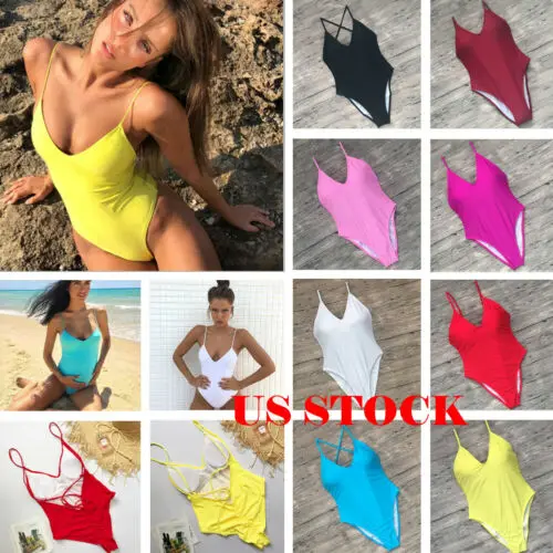 2019 сексуальный цельный купальник женский Женский однотонный черный монокини с