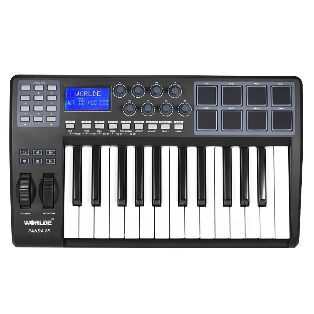 На выбор PANDA25 компактный 25-ключ USB MIDI контроллер клавиатуры 8 зеленого и синего
