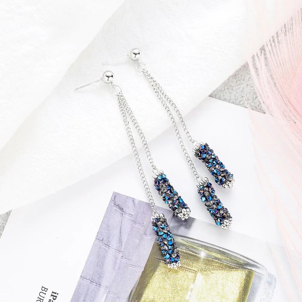 Женские длинные серьги 2021 Корейская Серебряная цепочка висячие с кисточками и