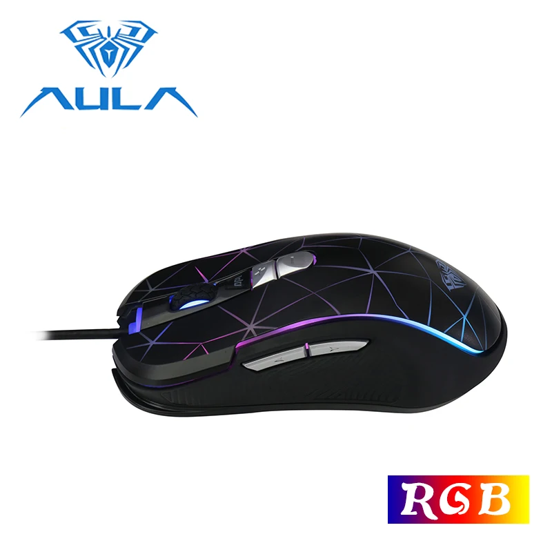 Игровая мышь AULA USB Проводная 2000DPI 7 кнопок RGB подсветка эргономичная для