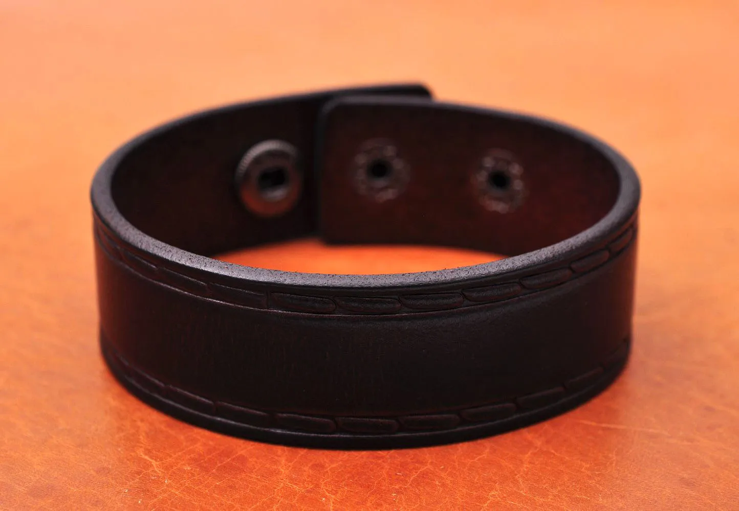Handmade Distressed Genuine Leather Bracelet Cuff Wristband Brown Mens Unisex |
