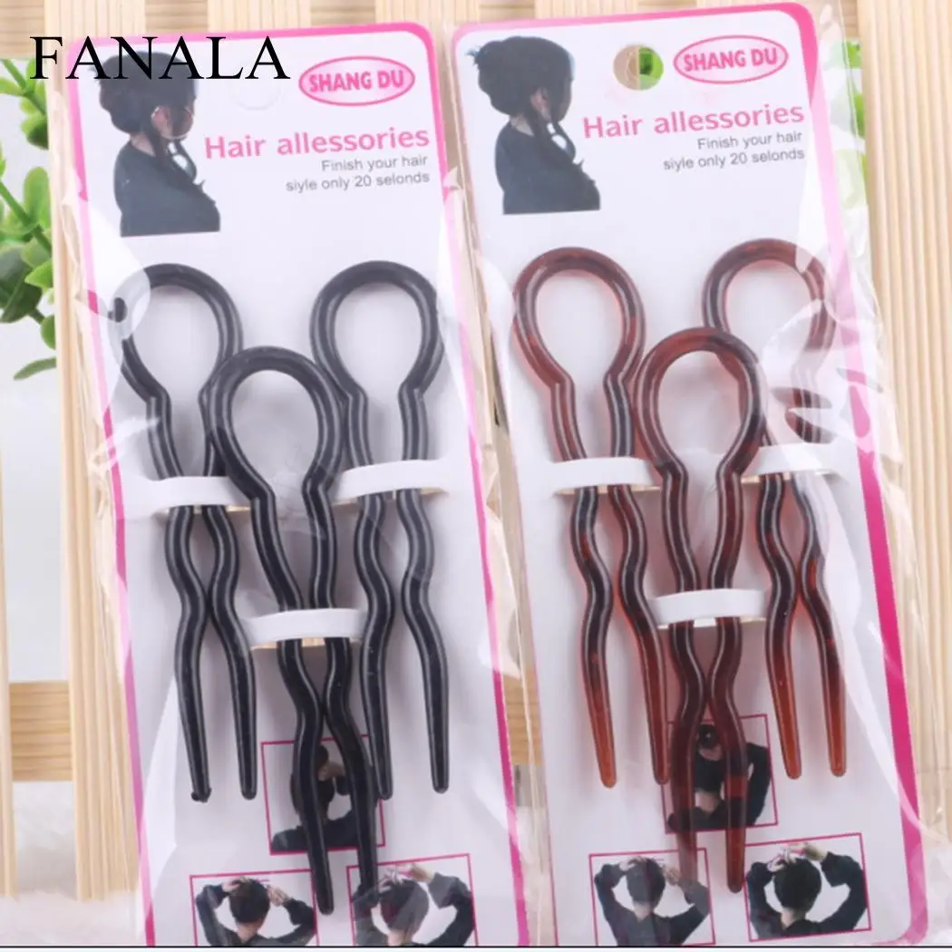 3 шт. милые модные заколки для волос повседневные однотонные черные коричневые