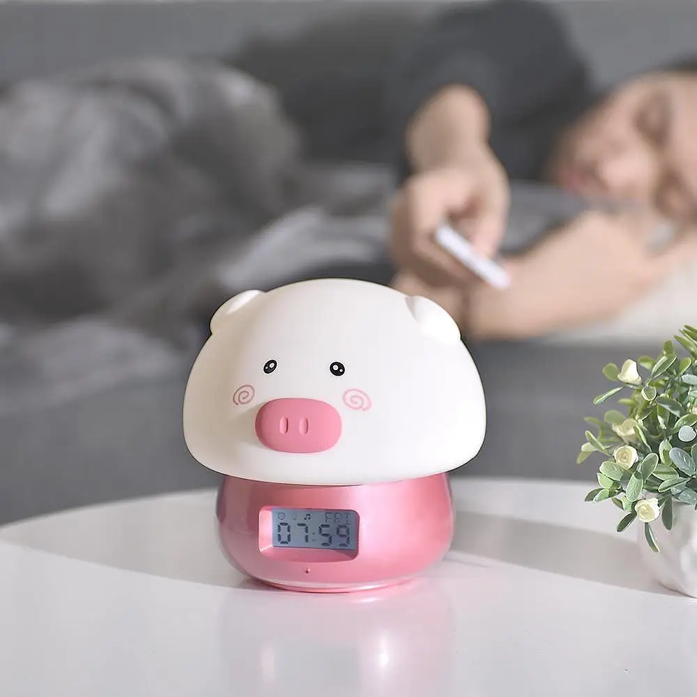 Kids Bedroom Usb Charging Alarm Clock Night Light Easy Setting Remote Control Soft Pat Cute Colorful Decorative Led Cartoon Pi | Дом и сад