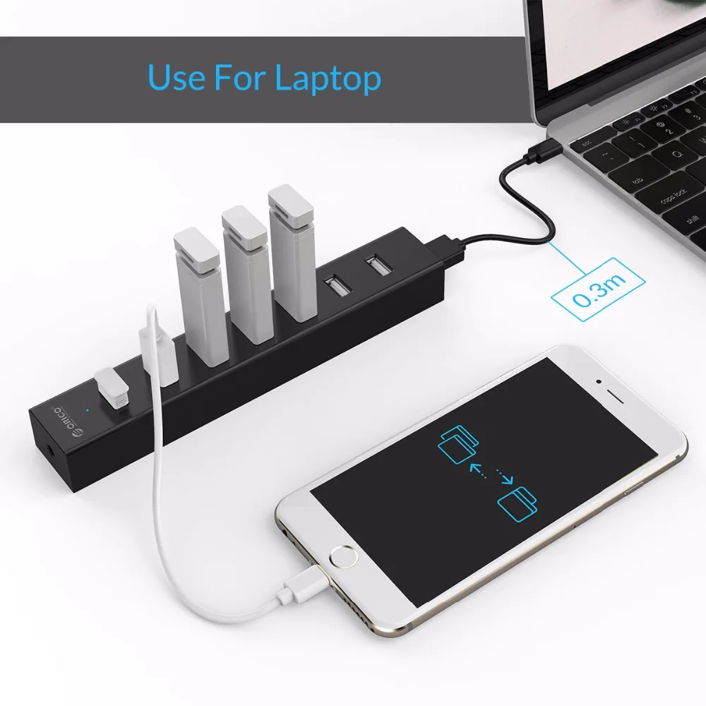 ORICO usb хаб Мульти 7 портов USB 2 0 Разветвитель переключатель с 30 см кабель для