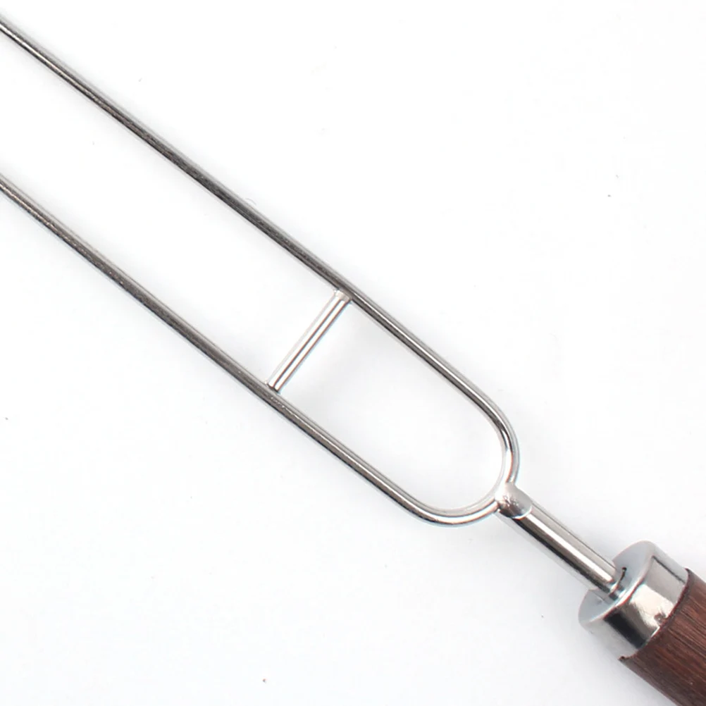 6 шт./компл. Шпажки для барбекю из нержавеющей стали 2 зубчатая деревянная ручка