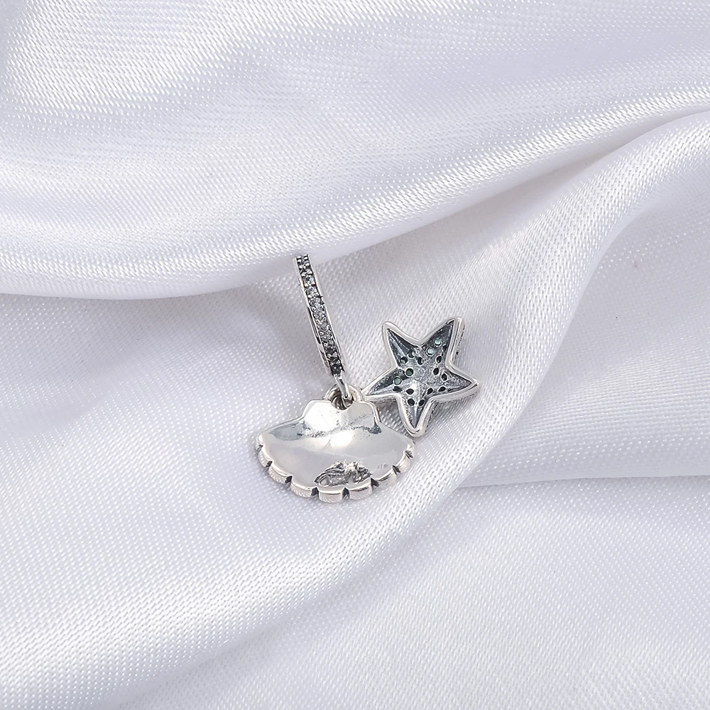 Devolove 925 стерлингового серебра Морская звезда оболочки кулон Бусины fit Pandora