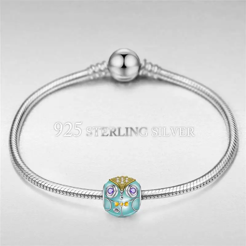 DALARAN серебро 925 пробы милая сова золотые бусины подходят для Diy Pandora оригинальный