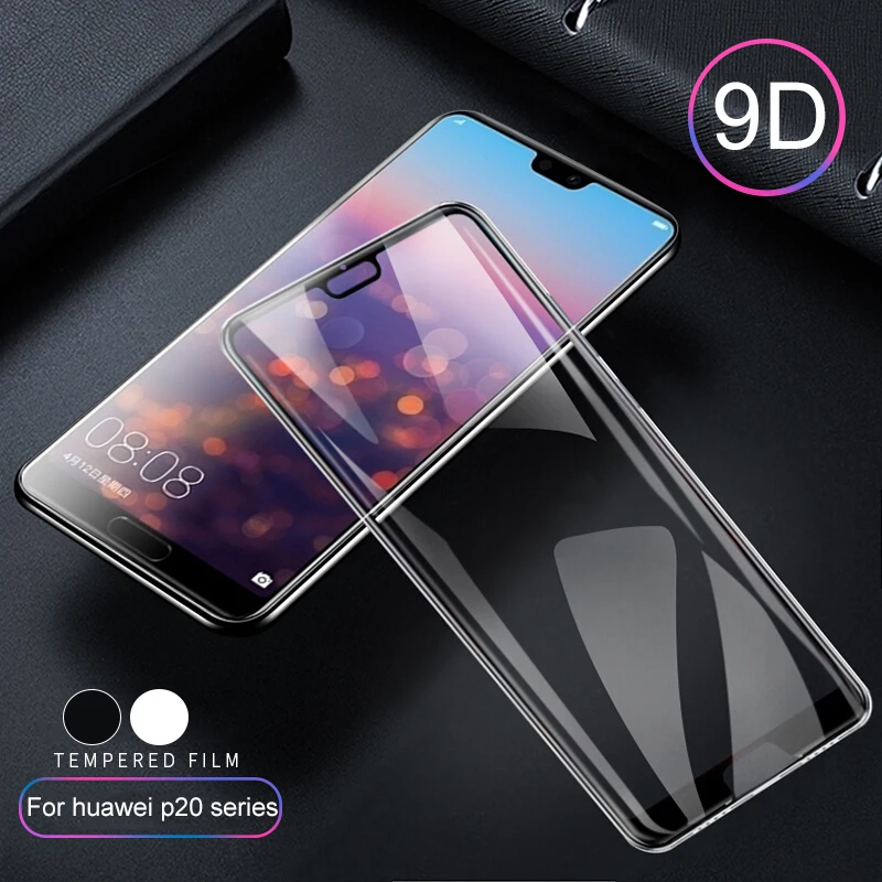 Закаленное стекло 9D для Huawei P20 lite pro plus защитное Высокопрочное полное покрытие