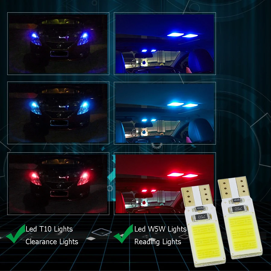 2 шт. Автомобильные светодиодные лампы W5W T10 для Ford Fiesta Focus 3 Mondeo mk2 mk3 mk4 Fusion Kuga 194 168 |