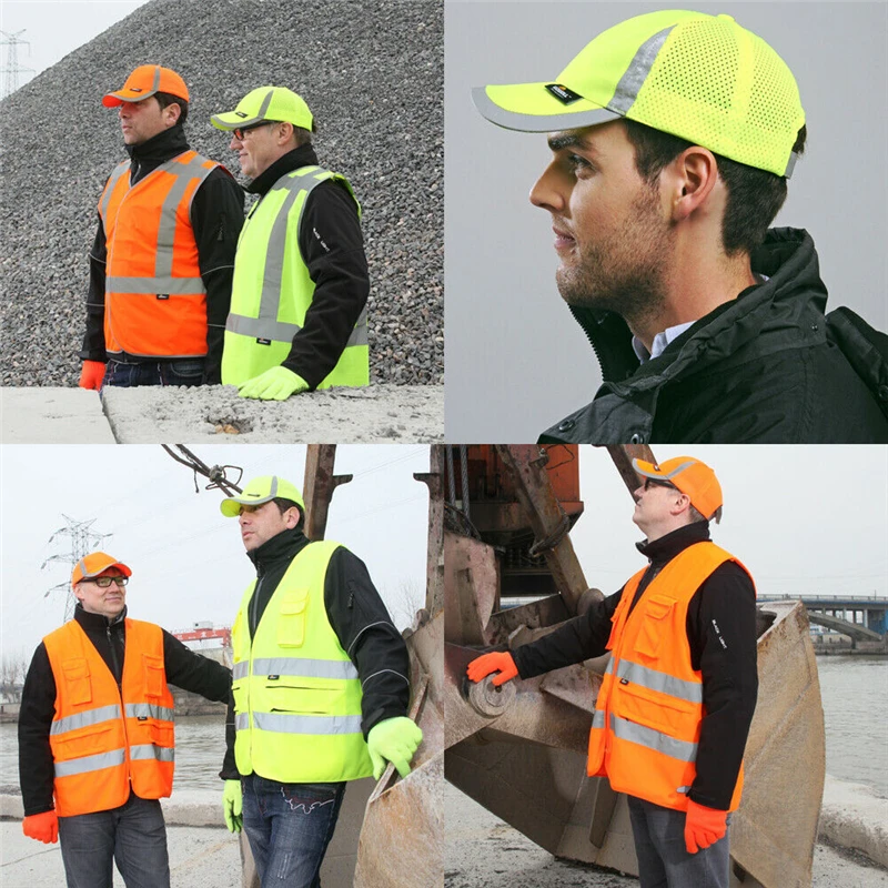 Яркая Кепка с высокой видимостью Регулируемая бейсбольная кепка Hi Vis уличные