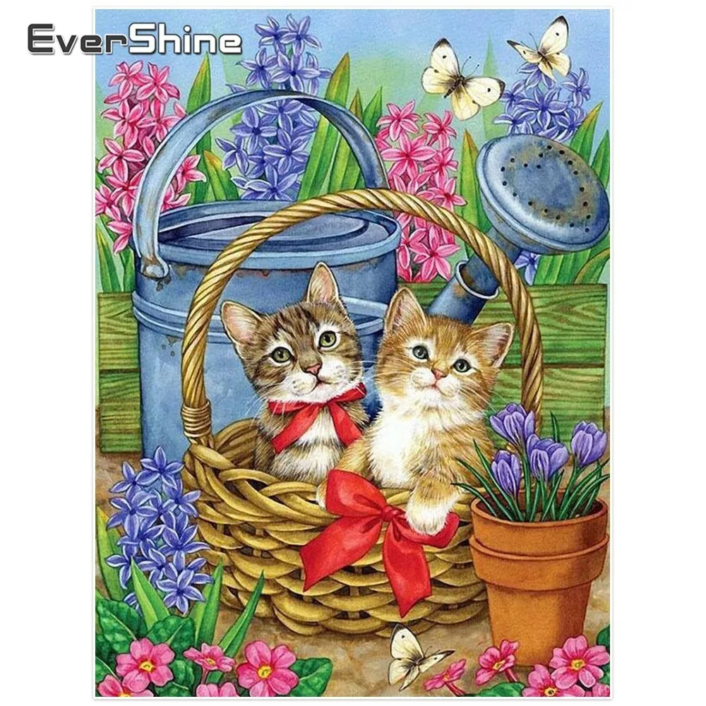 Evershine Diamond Mosaic Animals Full Square Embroidery Sale Painting Cat Pictures Of Rhinestones Home Decor|Алмазная мозаика и
