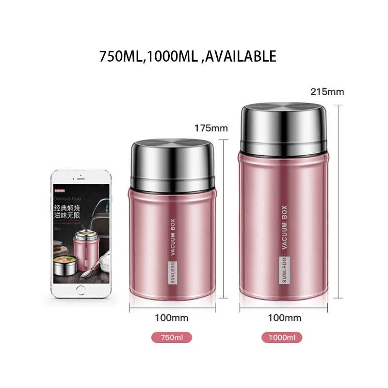 750/1000ml термос для Еда контейнер Длительное Действие изоляция Нержавеющая сталь