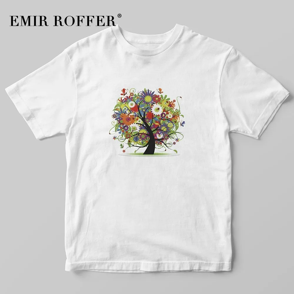 EMIR ROFFER цветные футболки с изображением дерева Женская корейская мода женская