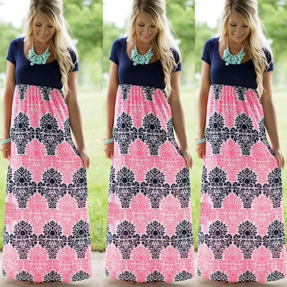 

Family Dress Mother and Daughter Short Sleeve Matching Floral Women Girl Long Maxi Dresses Mom and Daughter Dres