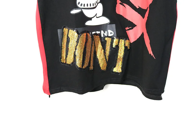 Для женщин мультфильм блёстки сезон: весна лето футболка High Street короткий рукав