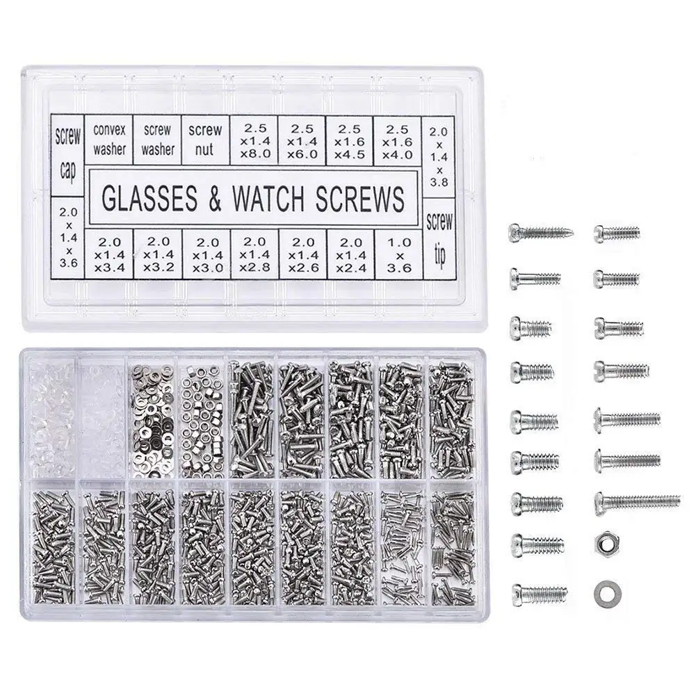Фото CNIM Hot 1000Pcs Eyeglasses Watch Repair Screw Stainless Steel Replacement Kit Set Tiny Screws Nut Assortment Tool Обустройство CNIM Hot 1000Pcs Eyeglasses Watch Repair Screw Stainless Steel Replacement Kit Set Tiny Screws Nut Assortment Tool Обустройство