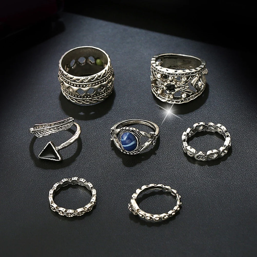2 вида стилей 7 шт модный набор колец из сплава различные винтажные полые