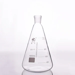 Коническая фляга со стандартным заземлением, емкость 1000 мл, сустав 2429, фляжка Erlenmeyer с отметкой клеща