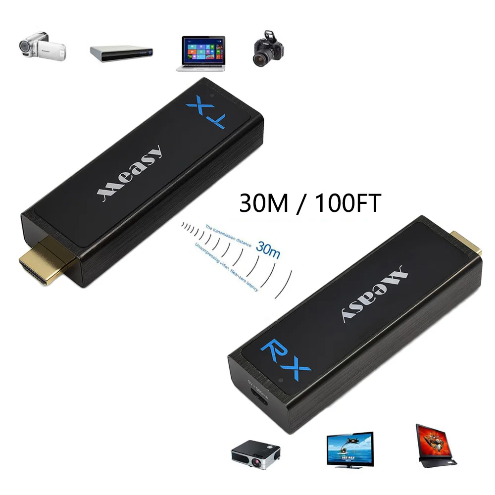 Measy беспроводной HDMI передатчик и приемник HDMI удлинитель до 30 м/100 футов поддержка 1080P 3D видео для проектора HDTV монитор