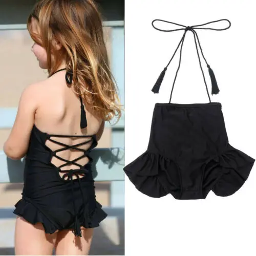 AU/Новинка детский купальник с бретельками и кисточками для маленьких девочек