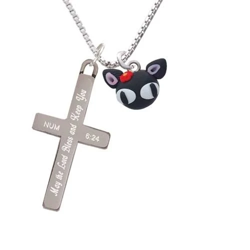 Глина фимо милый котенок Благослови и держать вас крест ожерелье|Подвески| |