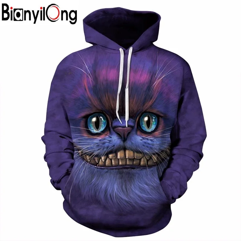 Cheshire Cat 3D толстовка унисекс Толстовка мужская с капюшоном BIANYILONG брендовая