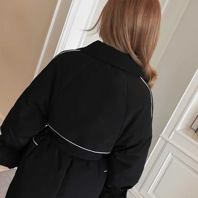 Women Winter Oversize Jacket Coat New Long Overknee Down Cotton Padded Outerwear Female Fashion Adjustable Waist Parka PJ328