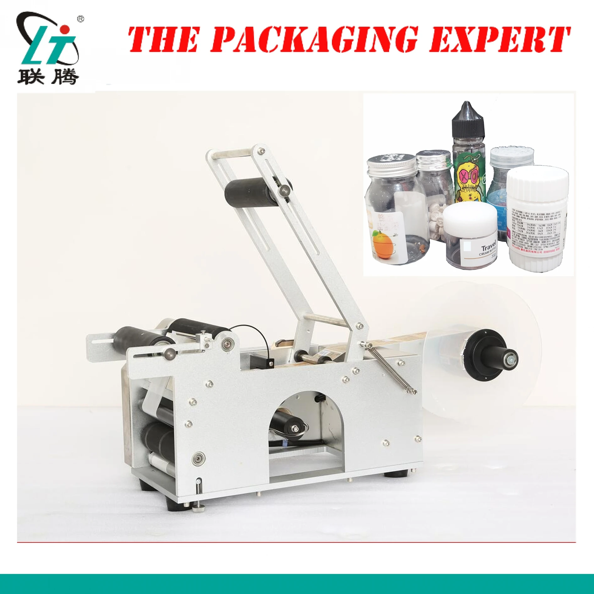 

Round Bottle Labeling Machine Labeler Sticker Paper Plstic Jar Pot Labelling Device Sticking Cosmetic Cans Jug Semi Automatic