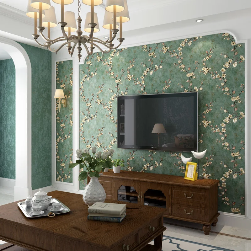 

Vintage Style Plum Flower American Wallpaper 3d Embossed Retro Living Room Decor Wallpapers Roll Mural Floral Papier Peint Ez009