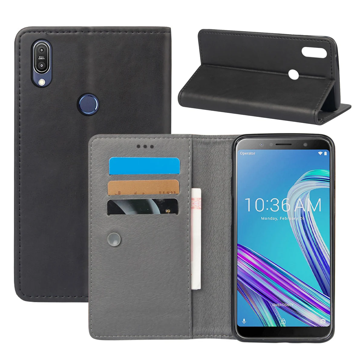 Чехол для телефона Asus Zenfone Max Pro M1 ZB601KL из искусственной кожи с магнитной откидной