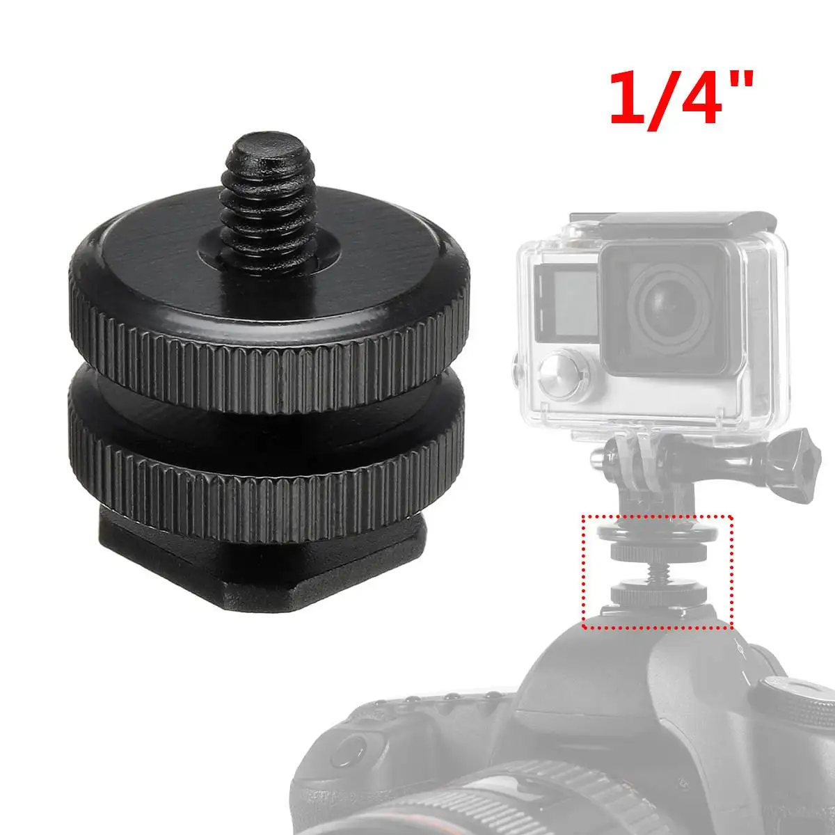 Адаптер для камеры с двумя винтами 1/4 '' адаптер крепления стабилизатор GoPro