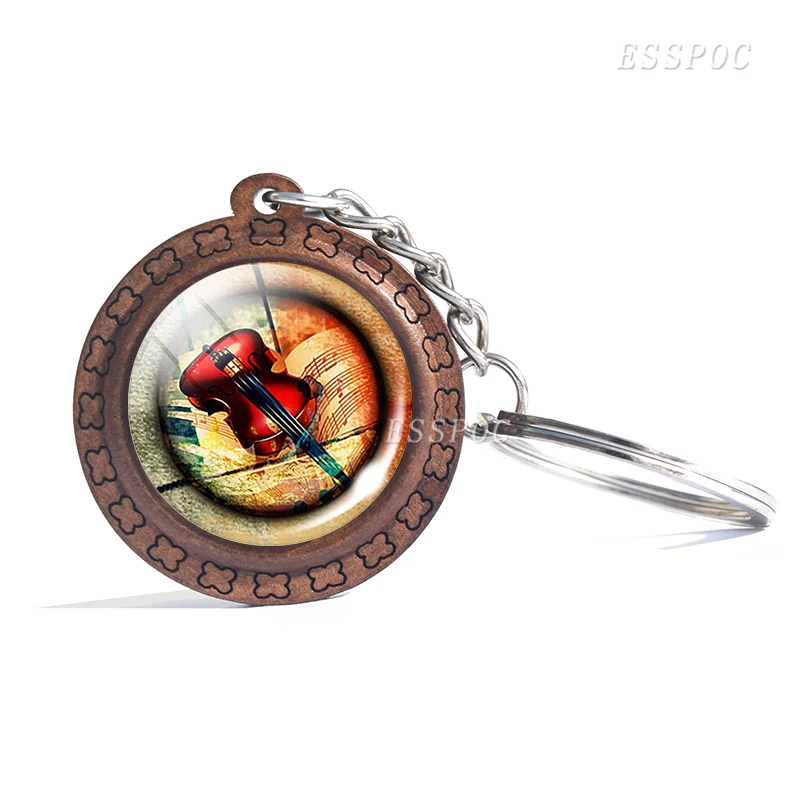 Винтажный деревянный брелок для скрипки Кулон гитара музыкальное ювелирное