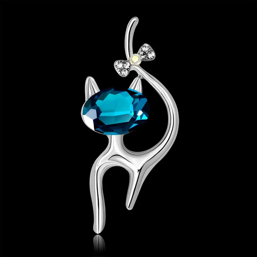 XY Fancy женщины мужчины высокого класса Cat Shimmer Rhinestone Breastpin Брошь для шарфов Подарок