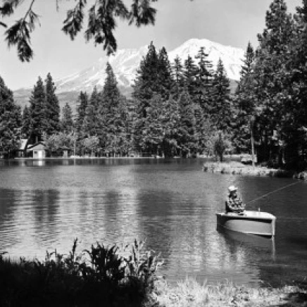 Мужская Рыбалка в озере Абрамс озеро Калифорния США плакат печать (24x36)|Таблички и