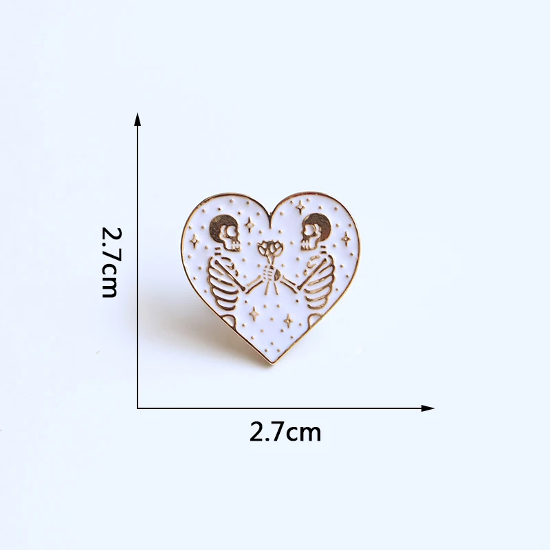 Skull Flower Brooches Golden Lines Heart Enamel Pin for Boys Girls Lapel Pin Hat/bag Pins Denim Jacket Women Brooch Badge SC4516