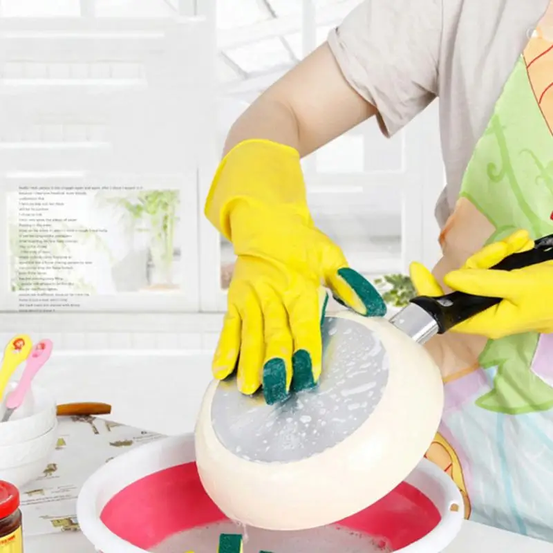 Waterproof Scouring Cloth Garden Sponge Fingers Kitchen Cleaning Portable Gloves | Спорт и развлечения