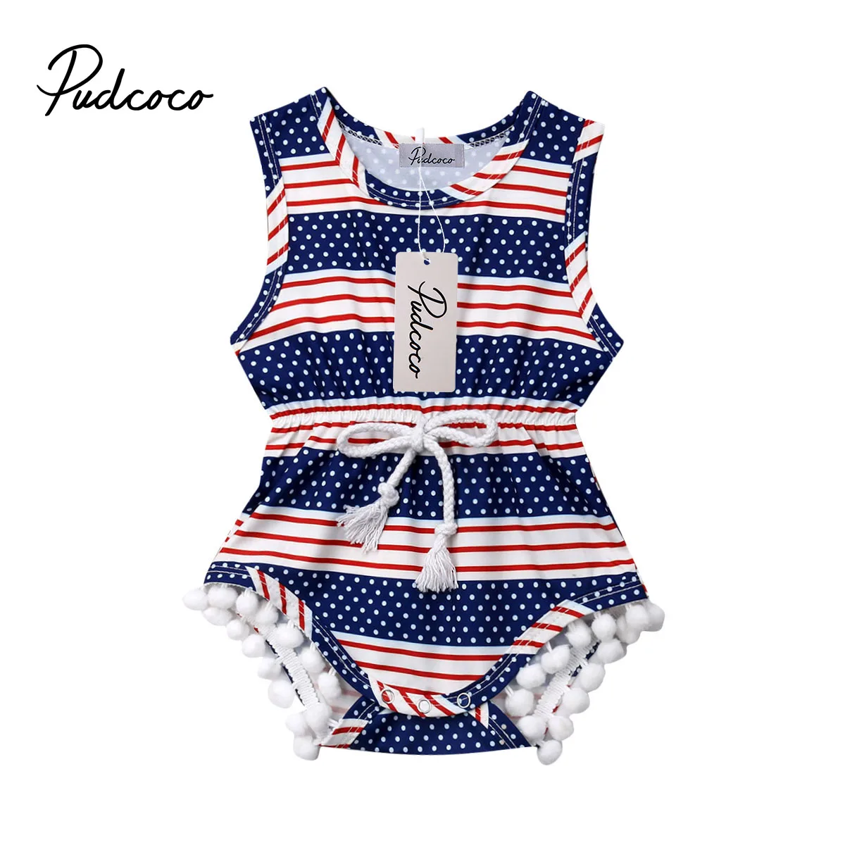 2019 Pudcoco боди в полоску с кисточками для новорожденных девочек Детский сарафан без