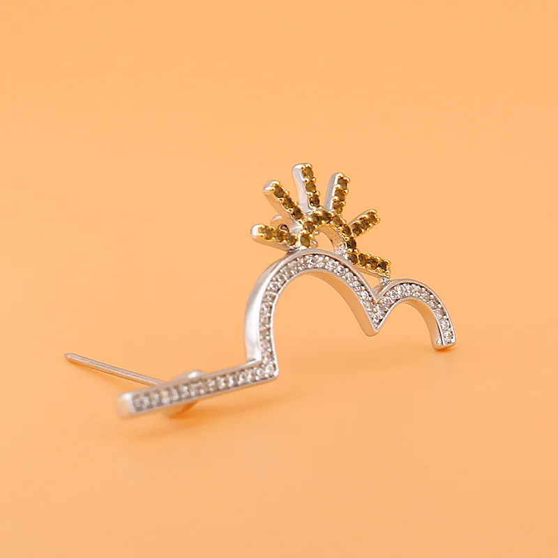 

Free shipping inlay zircon brooch Sunrise clouds brooch