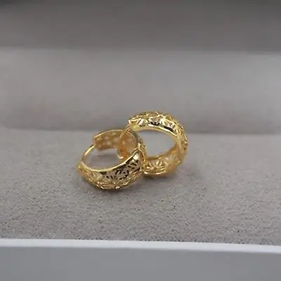 Pure Au750 18K желтое золото женские полые серьги кольца 1 5 2g 13x6mm|Серьги-кольца| |