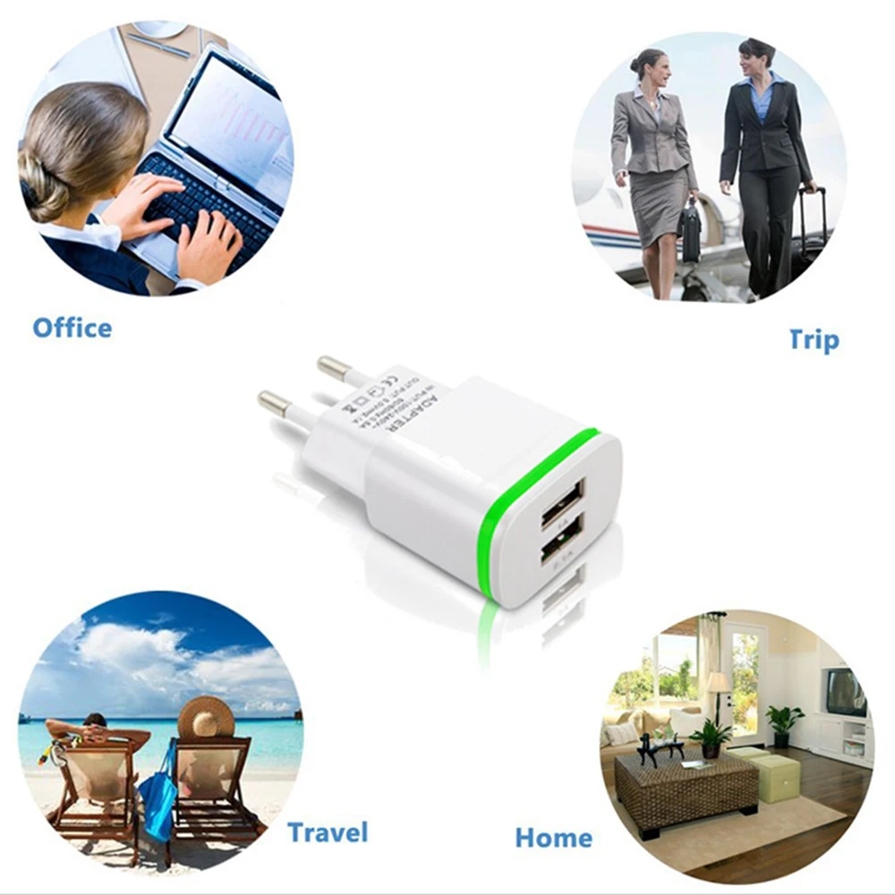 Штепсельная Вилка европейского стандарта 2 порта светодиодная лампа USB зарядное