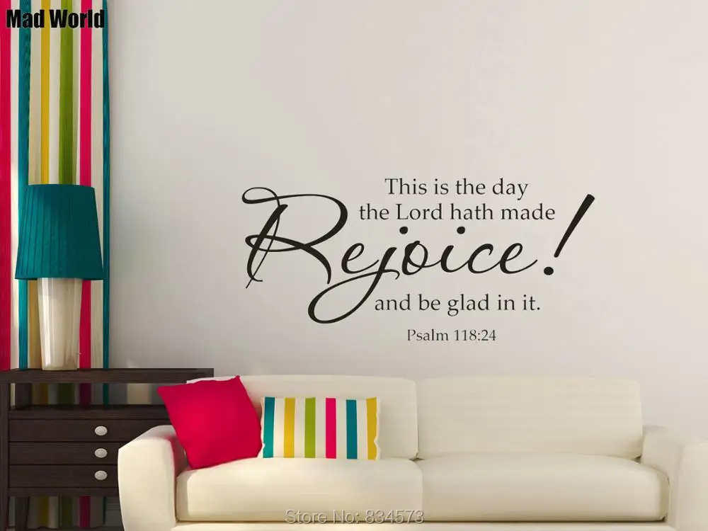This is the day Lord Religious Psalm 118:24 Bible Wall Art Sticker Decals Home Decoration Removable Decor Stickers | Дом и сад